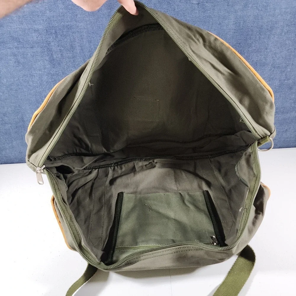Micato Safaris Green Large Duffle Bag Canvas Olive Green Lion Logo - Picture 9 of 13